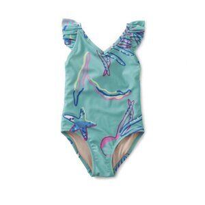NWT Tea Collection Ruffle One Piece Swimsuit Caribbean Reef Teal 2